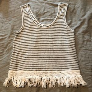 BB Dakota striped fringe tank top